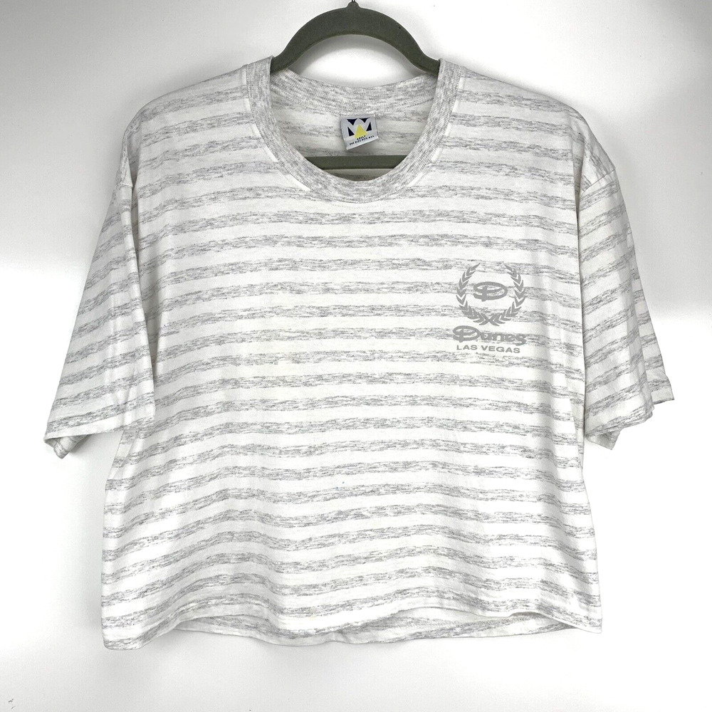 Vintage Dune Las Vegas Cropped Shirt Striped Wellington Apparel Made in USA 80s